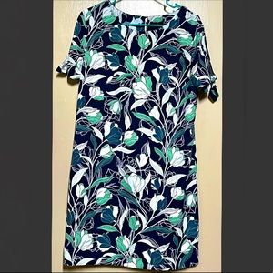 Banana Republic Floral Dress Tulips Blue, Green, White Size M NWT